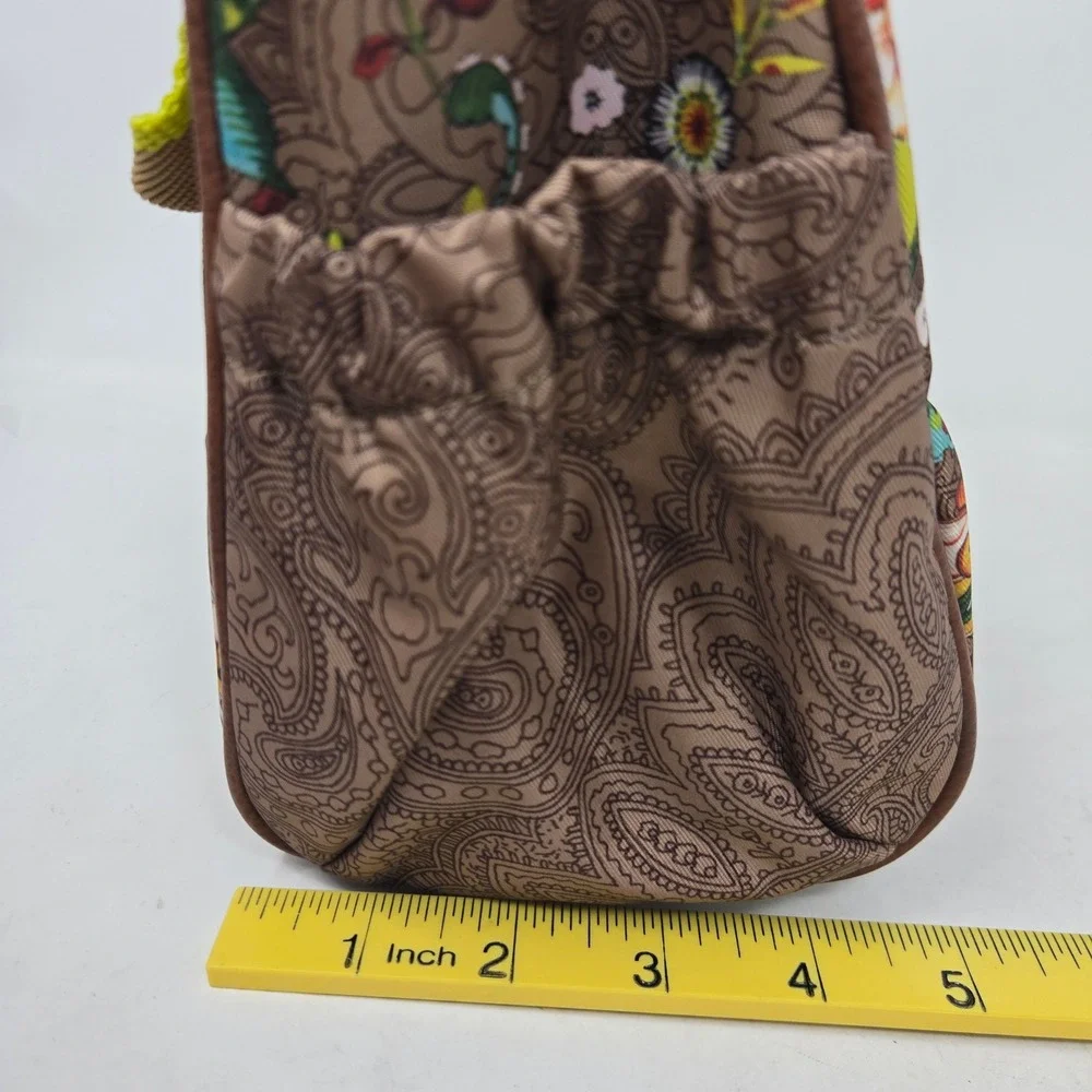 Oilily Floral Paisley Hanging Toiletry Bag Travel Makeup Case Brown Multi